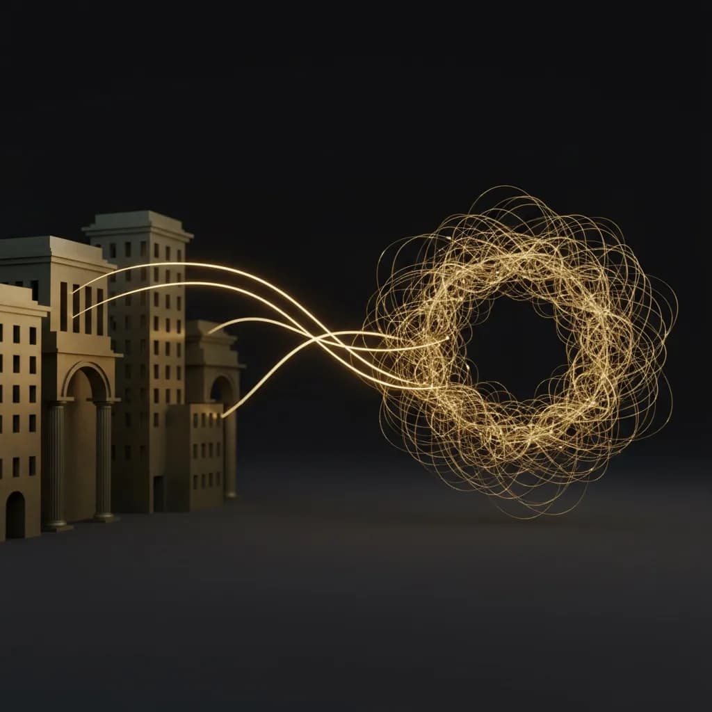 Abstrakte Darstellung von KI-Integration in mittelständische Unternehmensprozesse