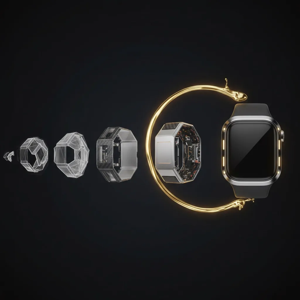 Abstrakte Darstellung von Prototypen-Iteration zu einem fertigen Produkt