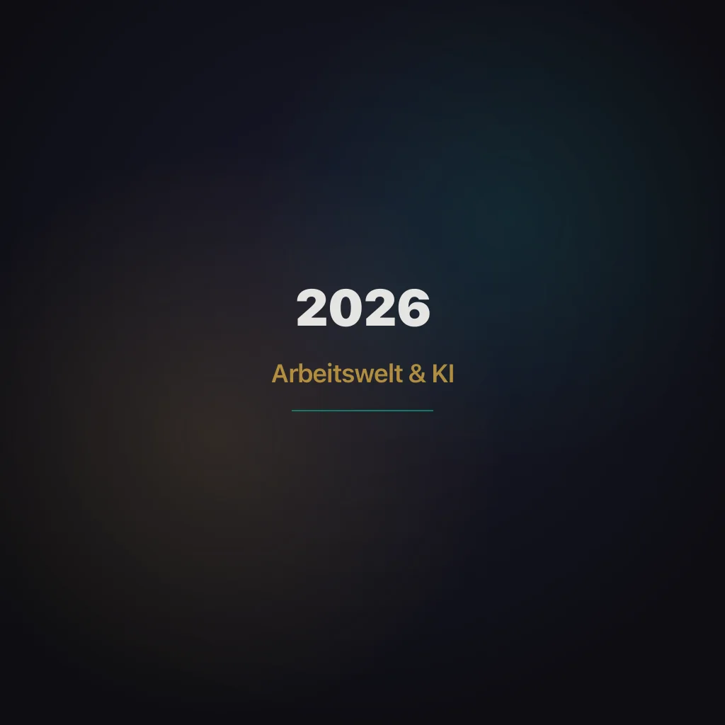 Abstrakte Darstellung der Arbeitswelt 2026 zwischen KI und menschlicher Arbeit